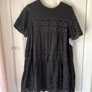 NWT Mello Day Nordstrom Rack black eyelet swing mini dress size XL